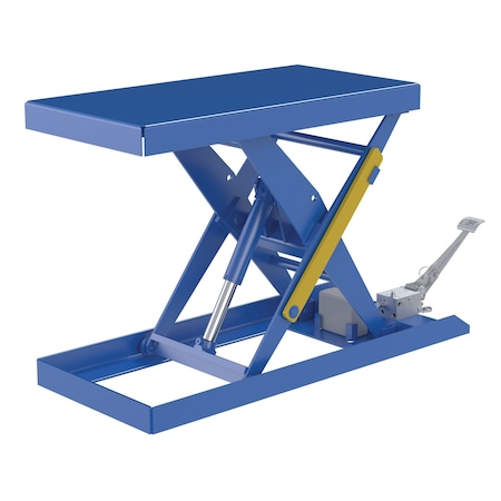 Vestil Rectangle Scissor Lift Table, 20.5" W, 63.0625" L, 32" H, Steel, Blue SCTAB-1000-2040-FP